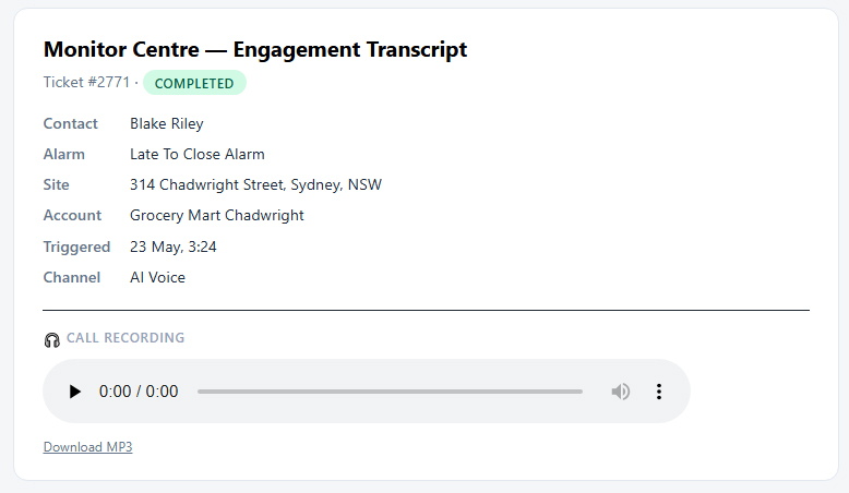 Engagement transcript header